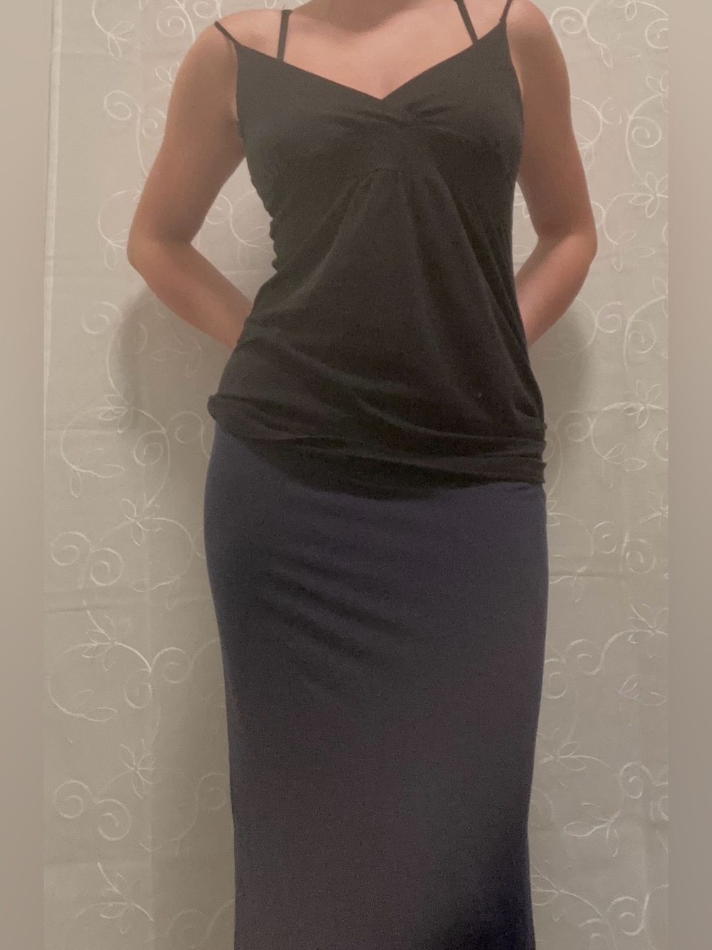 Brandy Melville Maxi Slit Skirt in Navy Blue